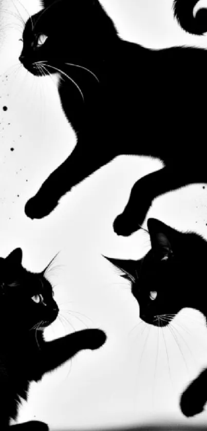 Silhouetted black cats create stylish artistic design.