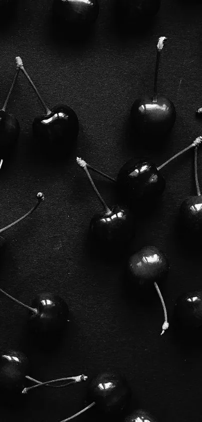 Black and white cherry mobile wallpaper with a sleek and minimalist design.