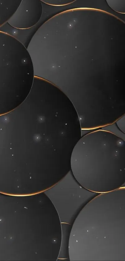 Elegant black circles with subtle gold accents on a dark background.