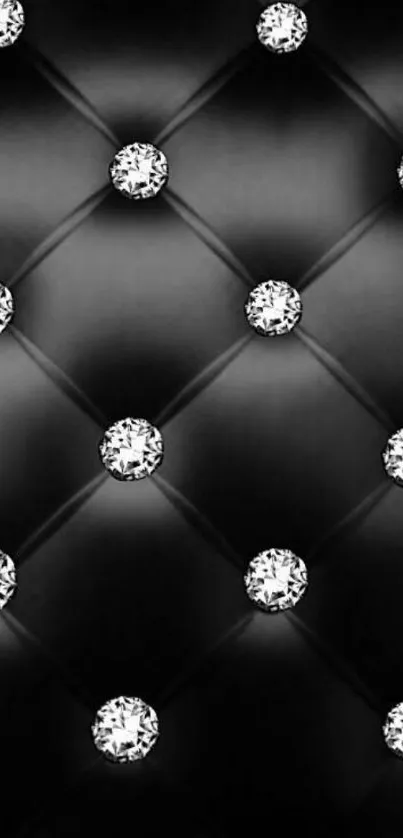 Elegant black wallpaper with diamond accents.