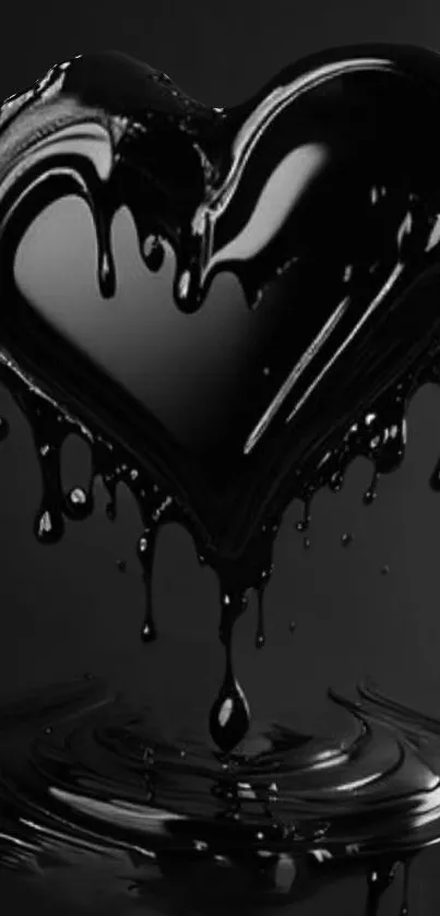 Black dripping heart design mobile wallpaper.