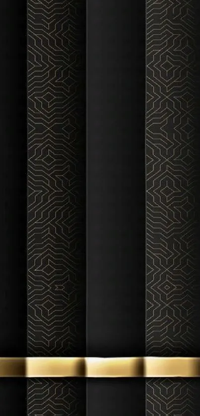 Elegant black and gold mobile wallpaper with geometric patterns.