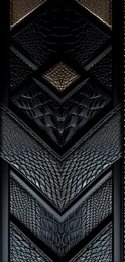 Elegant black leather pattern with geometric designs.