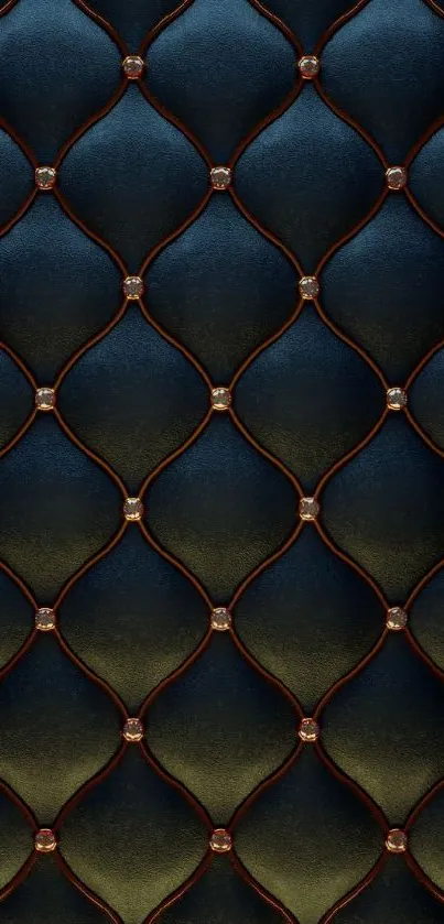 Elegant black diamond-stitched leather texture wallpaper.