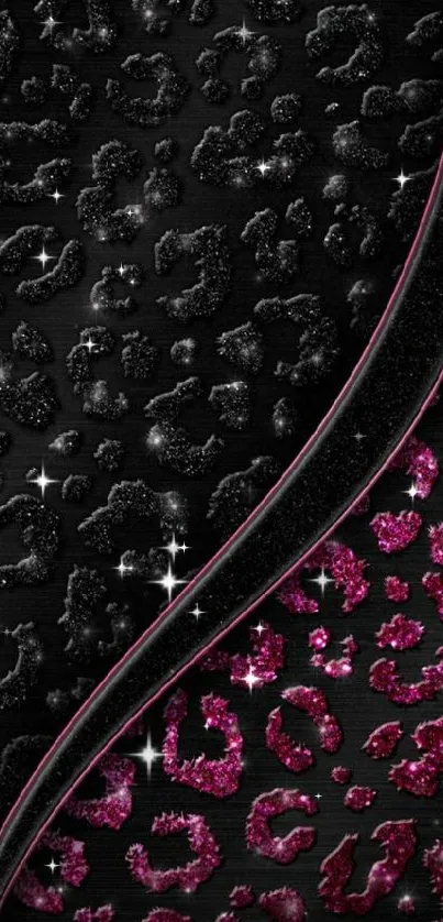 Black and pink leopard print mobile wallpaper.