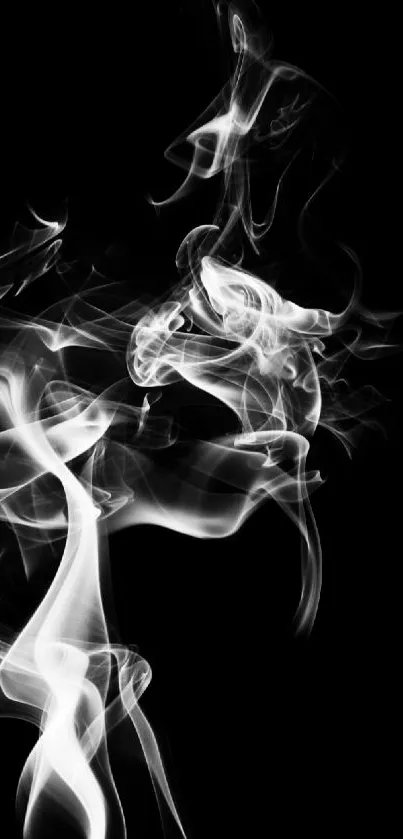 Elegant black smoke design on a dark background mobile wallpaper.