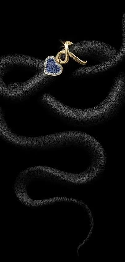 Elegant black snake with gold and blue accents on a dark background.