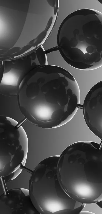 Black spheres connected in a molecular pattern for phone wallpaper.