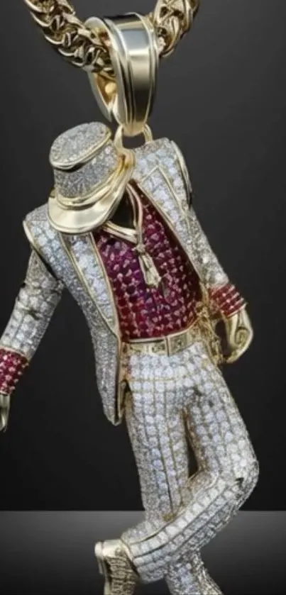 Diamond-studded pendant with gold accents