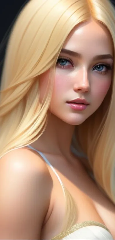 Elegant blonde art design for mobile wallpaper with realistic portrait.