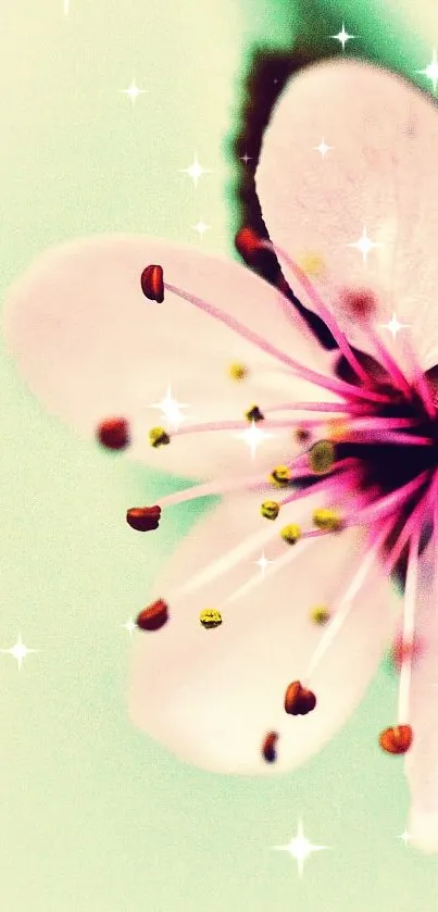 Close-up of a delicate pink blossom with soft focus.