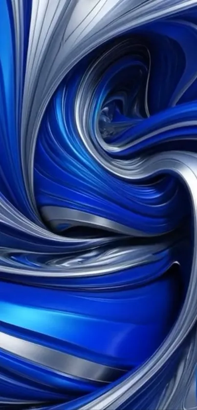 Elegant blue and silver swirls abstract wallpaper.