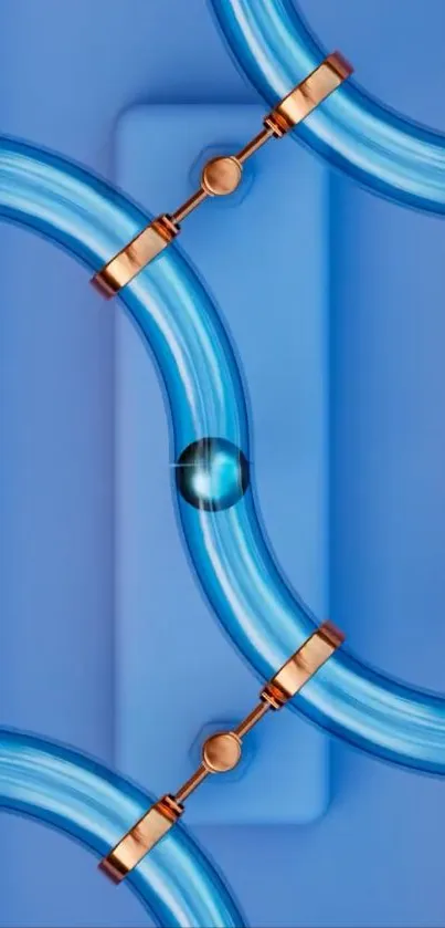 Abstract blue design with sleek metallic curves.