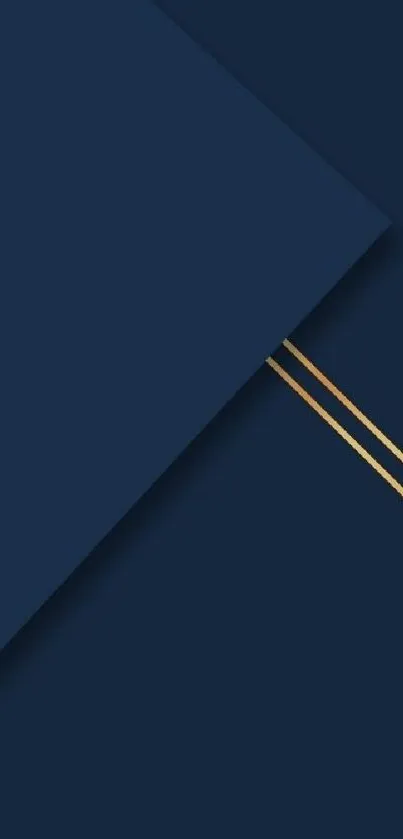 Elegant navy blue abstract wallpaper with gold lines for mobile.