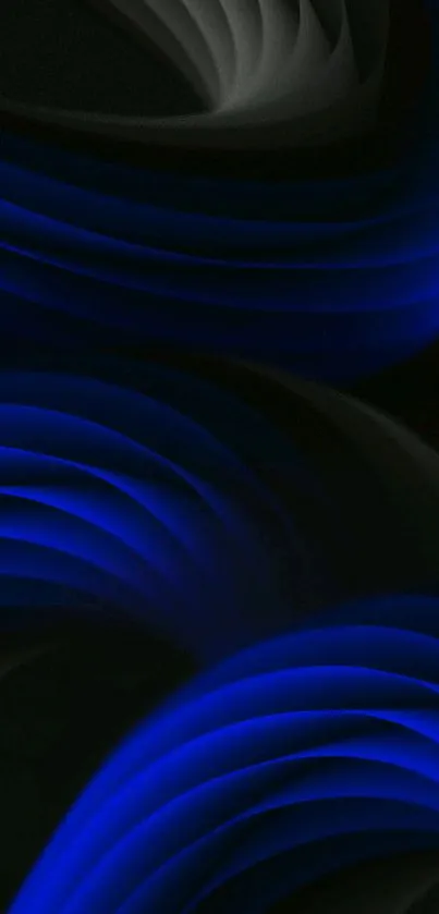 Blue abstract wallpaper with elegant swirling design and dark background.