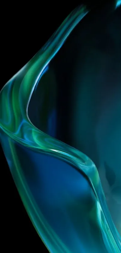 Abstract teal-blue fluid curve wallpaper for mobile screen.