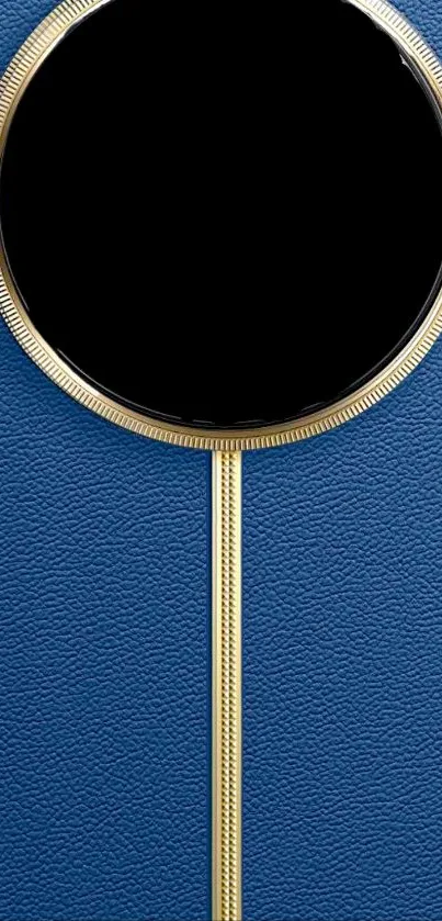 Elegant blue wallpaper with gold circle.