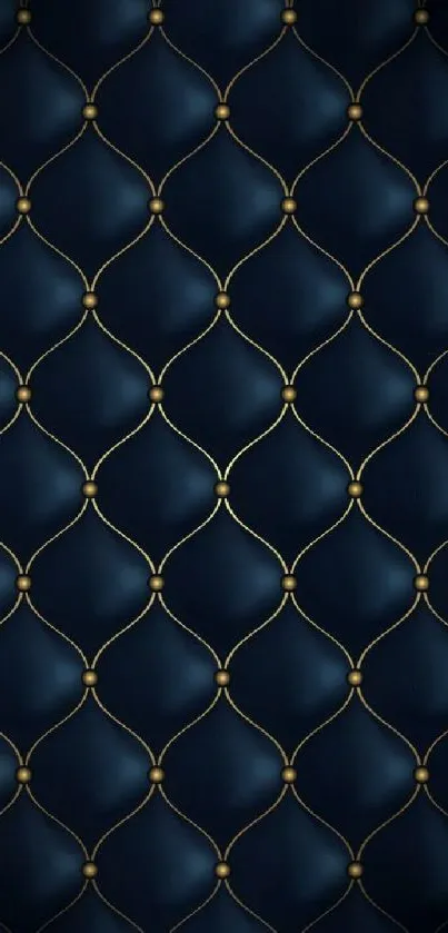 Luxurious blue and gold geometric wallpaper, perfect for mobile screens.