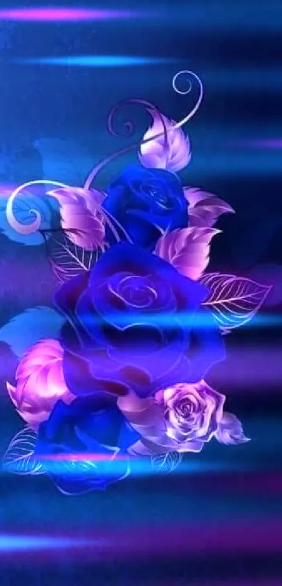 Elegant blue and purple roses wallpaper design.