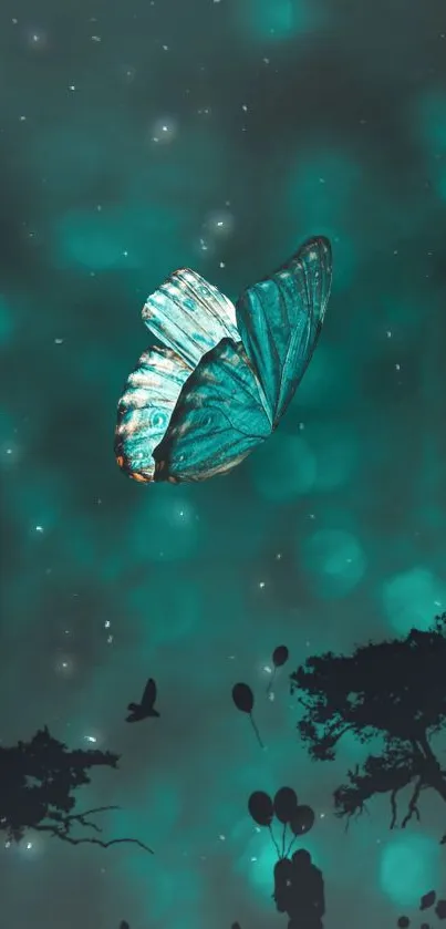 Elegant blue butterfly with soft focus background.