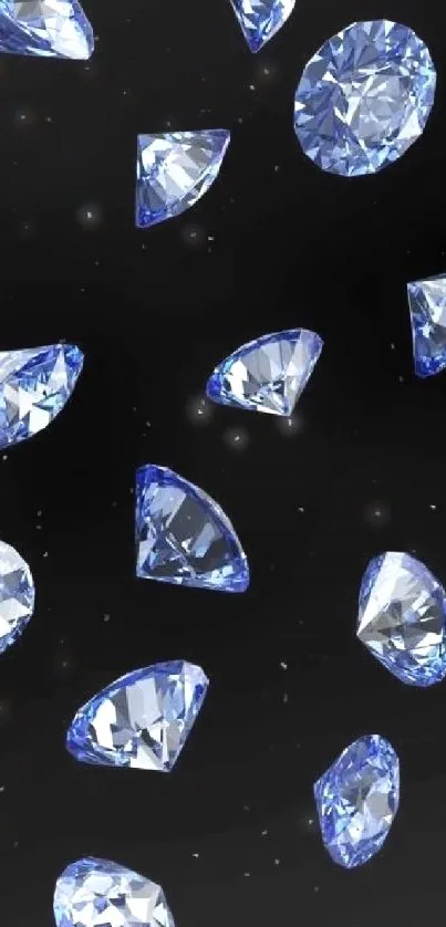 Blue diamonds on a black background mobile wallpaper.