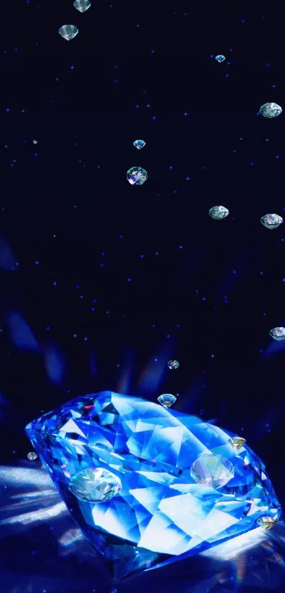 Mobile wallpaper featuring a glowing blue diamond.