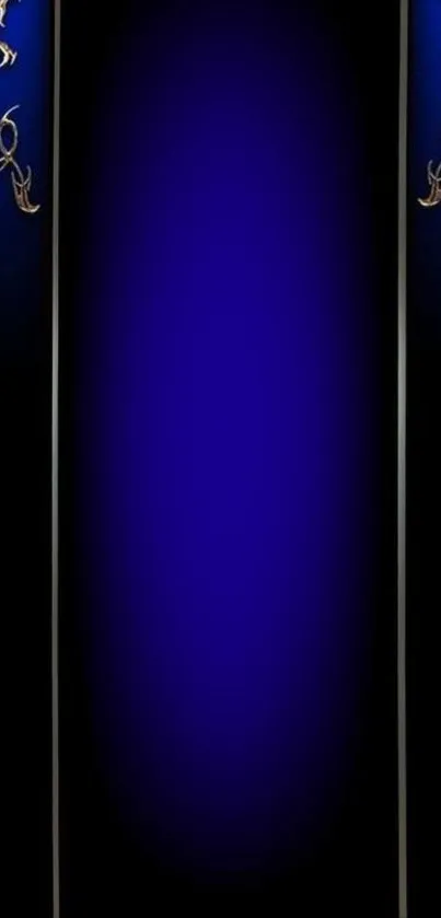 Blue and gold dragon-themed mobile wallpaper with intricate designs.