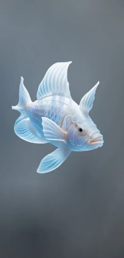 Elegant translucent fish on a soft gray background, perfect for mobile wallpaper.