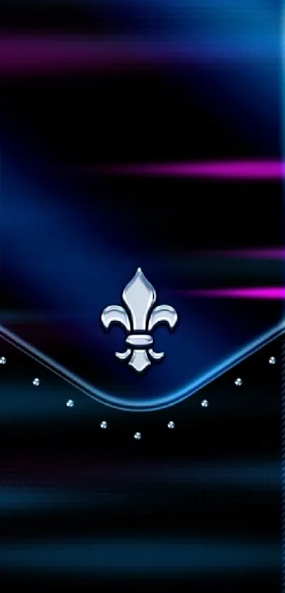 Elegant mobile wallpaper with a blue fleur-de-lis design.