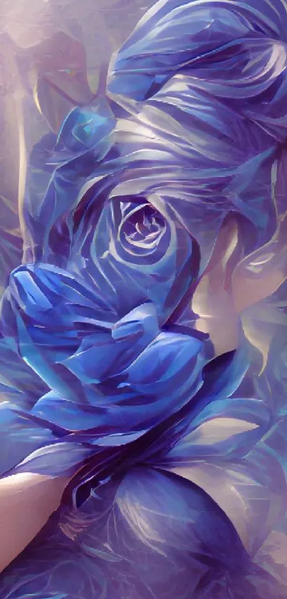 Elegantly designed blue flower art wallpaper for mobile phones.