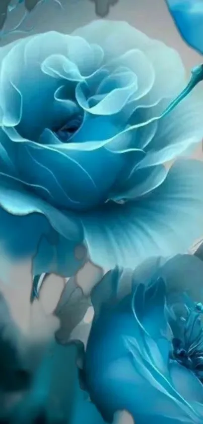 Elegant blue flowers with intricate design on mobile wallpaper.