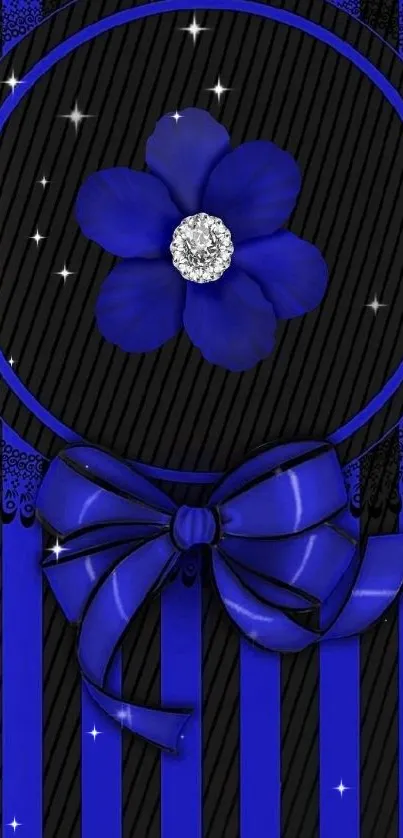 Elegant blue flower and lace mobile wallpaper design.