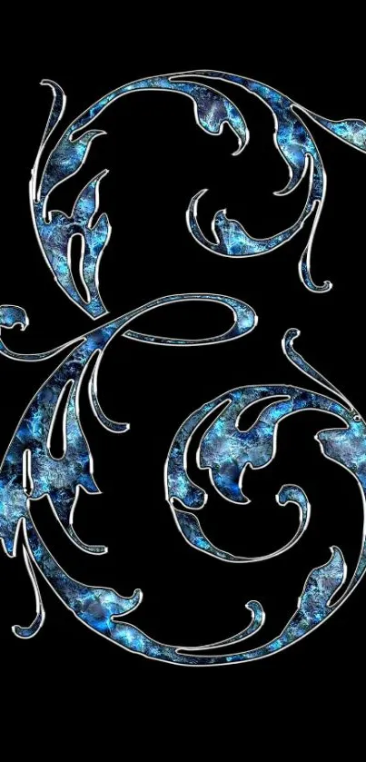 Elegant blue floral design on black