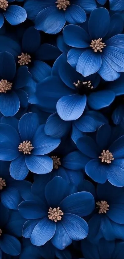 Elegant blue flowers wallpaper with intricate details.