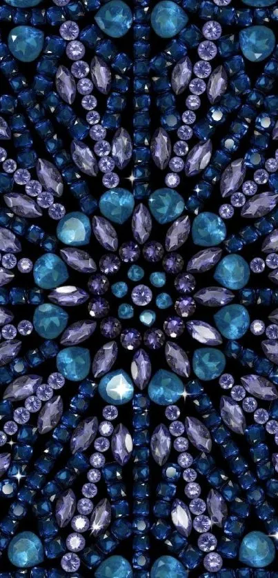 Vibrant blue gemstone pattern phone wallpaper