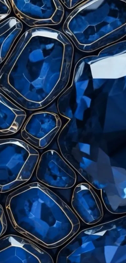 Elegant pattern of blue gemstones with metallic accents.