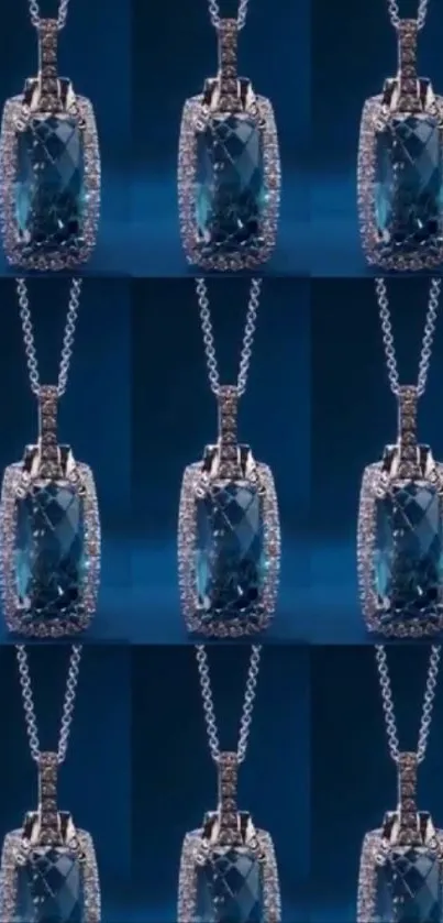 Stylish wallpaper featuring blue gemstone pendants.
