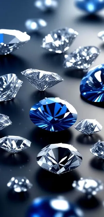 Glistening blue gemstones arranged elegantly against a dark background.