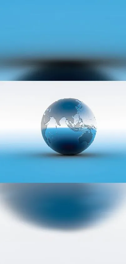 Metallic globe on blue gradient background.