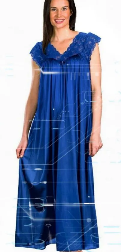 Mobile wallpaper with an elegant blue gown.