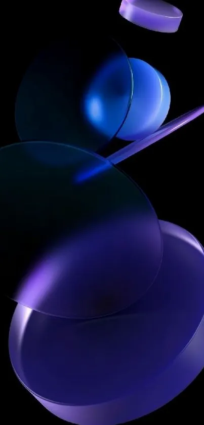 Blue gradient abstract shapes on black background wallpaper.