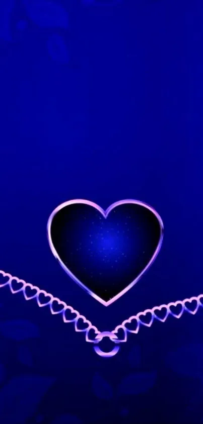 Elegant blue heart wallpaper with delicate pattern.