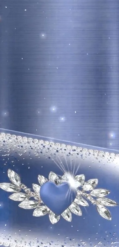 Elegant deep blue wallpaper with sparkling heart design.