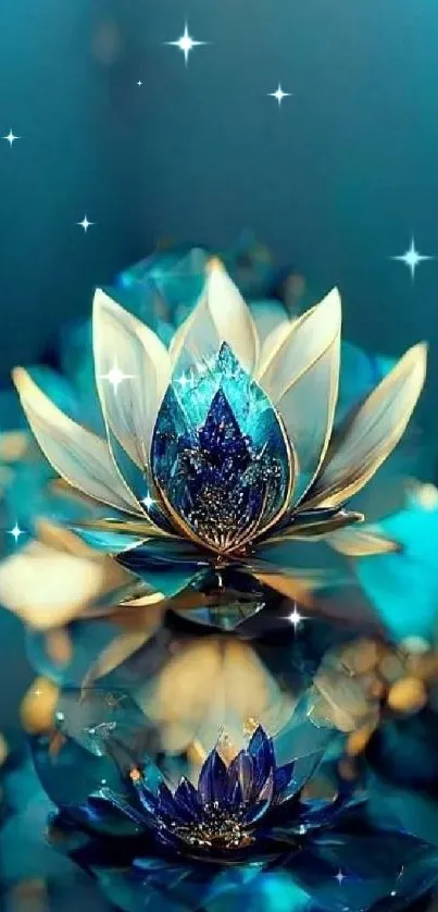 Elegant blue lotus art wallpaper for phones.