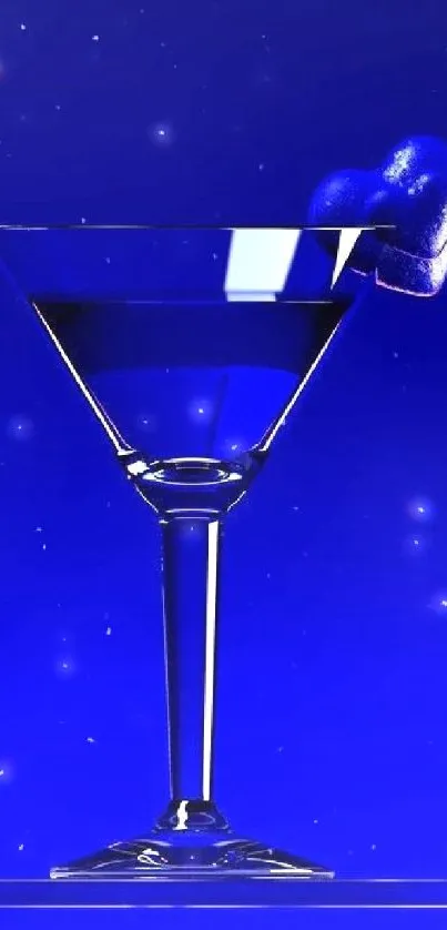 Blue martini glass wallpaper with vibrant color.