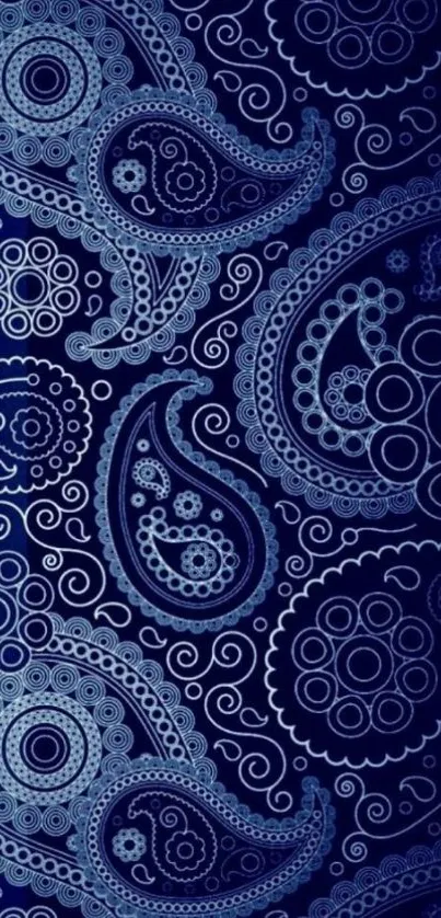 Elegant blue paisley pattern wallpaper for mobile phones.