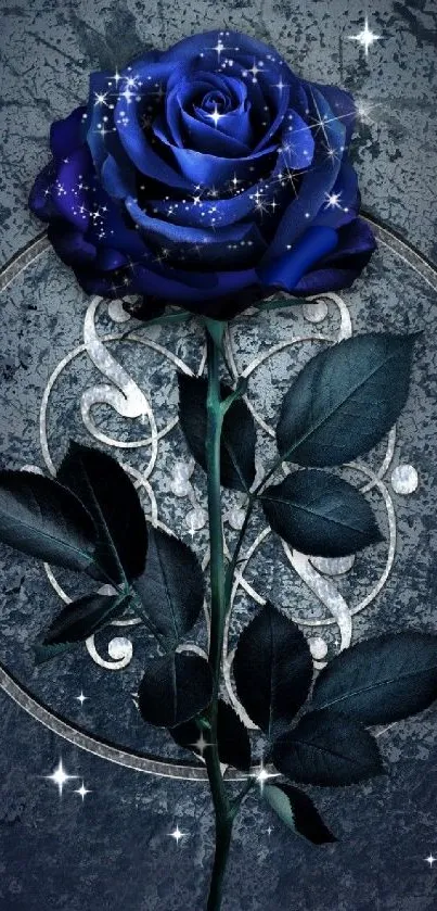 Elegant blue rose with dark background design.