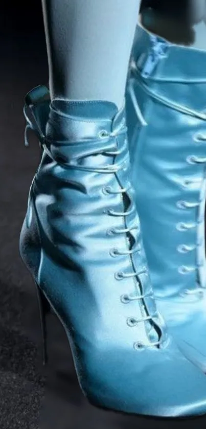 Elegant blue satin boots mobile wallpaper.