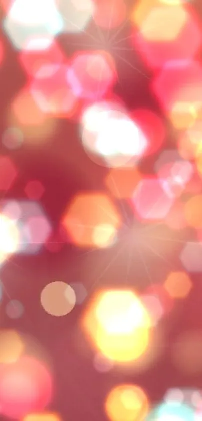 Bokeh effect wallpaper with warm tones and glowing light spots.