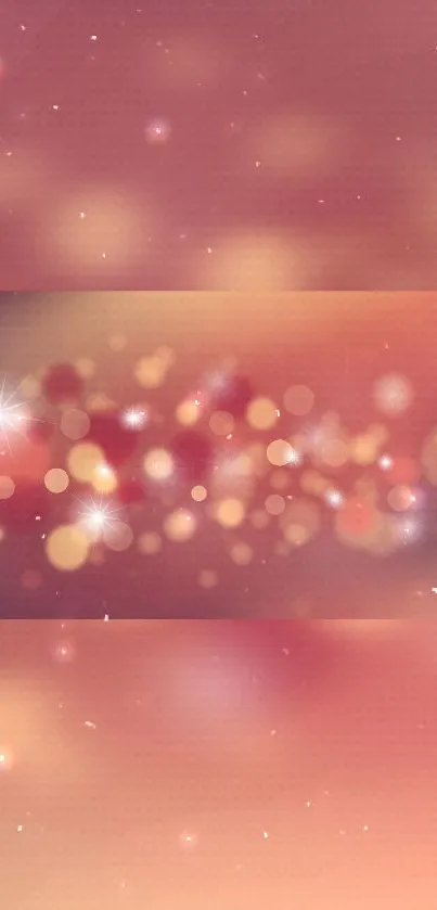 Elegant bokeh mobile wallpaper with peach and pink glittery sparkles.